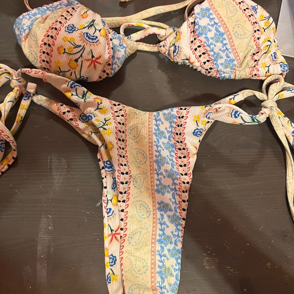 pacsun bikini low rise thong with triangle halter top